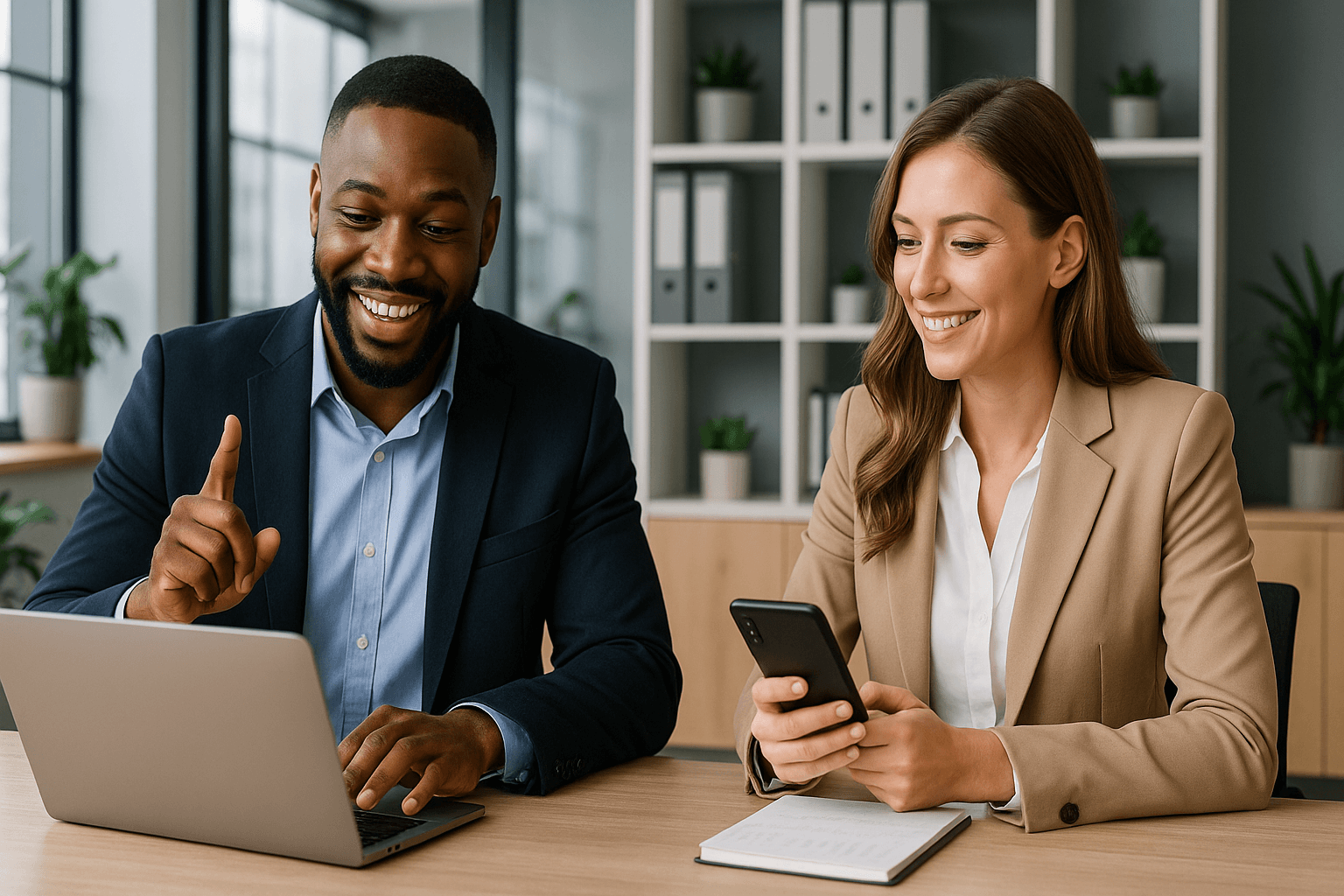 Homem e mulher sorrindo
