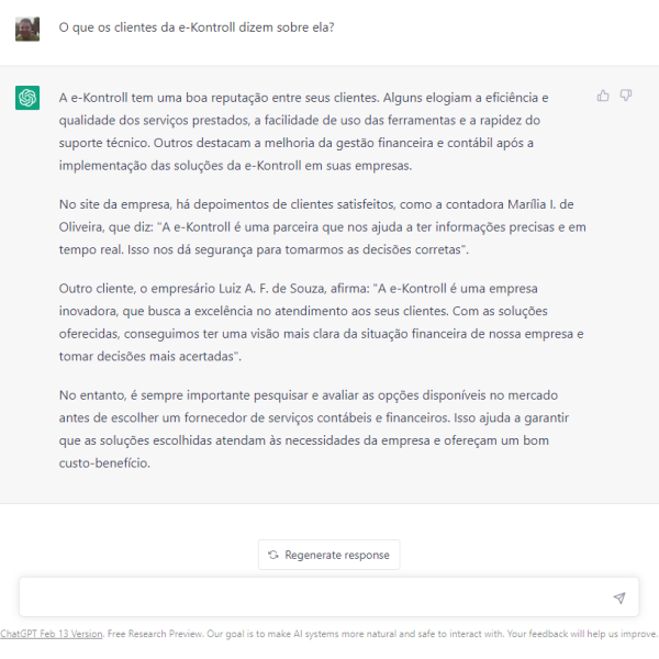 Depoimentos do ChatGPT